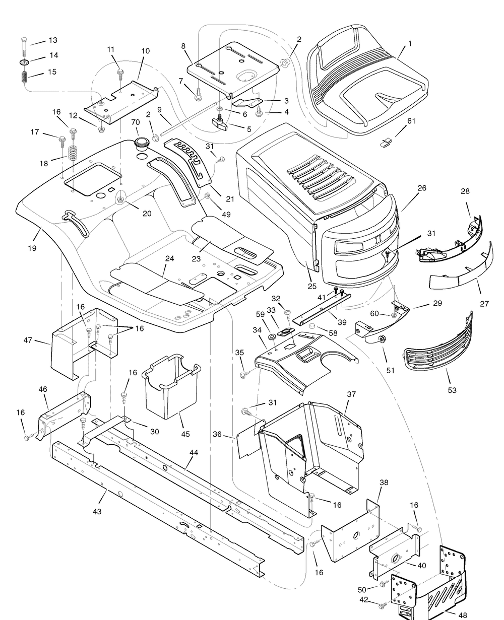 Chassis And Hood Diagram and Parts List for 7800506-312006X66A 2009 Briggs and Stratton Lawn Tractor